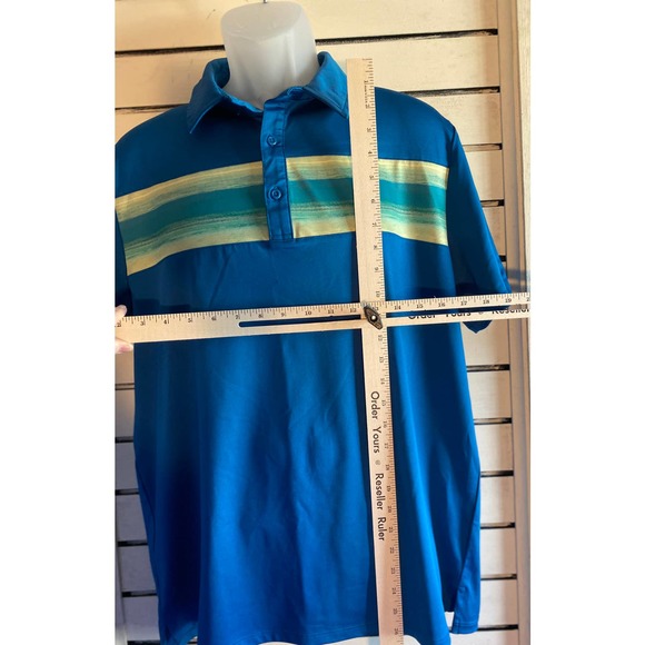 All in motion men’s polo size large short sleeve blue multi stripes across chest - Picture 5 of 8
